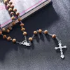 Großhandel - Fabrikverkauf 8mm Holzperlen Marke Halskette Beten Halskette Beten Sie Rosenkranz religiöse Perlen Schmuck Halskette Jesus