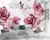 Moderne Heimdekorationstapete, rosa und zarte Blumen, Digitaldruck, HD, dekorative schöne Tapete