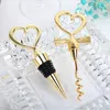 Herbruikbare Bar Gereedschap Gouden Wijnopener Stopper Liefde Set Geschenkdoos Elegante Hartvormige Fles Openers Kurkentrekker Champagne Valentines Bruiloft Souvenir Gift Party Gunst