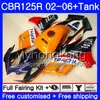 Kropp + Tank för Honda CBR-125R 125CC CBR125RR CBR125R 02 03 04 05 06 272HM.0 CBR 125 R 125R 2002 2003 2004 2005 2006 Fairing Repsol Blue Red