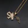 Hip Hop Gun Diamonds Hangdoek kettingen voor mannen luxe geldplug ketting sieraden Gold vergulde koperen zwart witte zirkonen gouden cu7902937