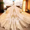 Mingli Tengda Luxury Cathedral Train Ball Gown Wedding Dresses Lace Beads Long Sleeve Dream Princess Wedding Dress vestido de novia
