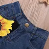 Été Enfants Fille Vêtements Tournesol Gilet Jeans Shorts 2 Pcs ensemble Tenues Enfant Vêtements Décontractés Doux Filles Tournesol Boutique Costume Vêtements