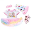 Summer Infant Bébé Vêtements pour Tout-Petits Filles Coloré Oeuf Rayé Lettre Imprimer Bébé De Pâques Costumes Barboteuse Chaussures Habillées et Accessoires