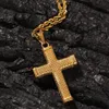 18K Gold Jesus Cross Hanger 316L Stainess Steel Hanger Ketting Jesus Hanger 24 inch Cubaanse ketting