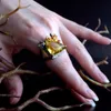 Forma do triângulo da moda zircónio anel anel mulher joalharia flor anti alergia grandes anéis lindos Jóias Da Moda