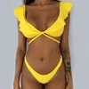 Ruffles bikini kvinnor sexig vintage baddräkt brasiliansk thong bikini set kvinnlig retro badkläder push up baddräkt