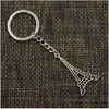 20pcs/lot Key Ring Keychain Jewelry Silver Plated Eiffel Tower Charms pendant for Key accessories 44x24mm