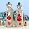 Inicio arpillera bordada anciano conjunto de tapas de botellas de vino Decoraciones navideñas Bolsa de regalo de Navidad Bolsa de Papá Noel Decoración navideña DC938