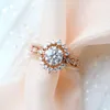 Anelli di fidanzamento della principessa dell'anello del fiore del diamante dell'oro rosa per le dimensioni dell'accessorio delle fedi nuziali dei monili di cerimonia nuziale delle donne 6-10 Trasporto libero