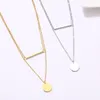 DOTIFI For Women Necklace Double Pendant Round and Stick Stainless Steel Pendant Creative Jewellery