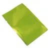 500 pièces 7*10 cm vert plat feuille d'aluminium brillant ouvrir sac d'emballage mylar pochettes d'emballage en plastique petits mini sacs de stockage d'énergie pochette cadeau