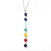 Silverfärg Sju Färg Sten Chakra Halsband Pendants Yoga Reiki Healing Balansering 7 Chakra Halsband Kvinnor Present