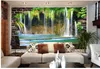 peintures murales Fond d'écran 3D pour le salon cascade qui coule l'eau et la richesse peinture murale de fond de paysage 3D