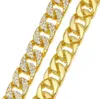 13mm Mens Miami Cuban Link Chain Necklace Full Bling Iced Out CZ Rhinestones Silver Gold Color Fashion Jewelry Rapper Necklaces V191129