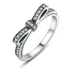 Classic Bow Ring Full Crystal Vacker fest Smycken för Pandora 925 Sterling Silver Rings Set med Original Box för Kvinnor Flickor