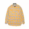 Фланелевые рубашки с длинными рукавами в сетку Шотландии в стиле хип-хоп, мужская рубашка большого размера с удлиненным изогнутым подолом, красная, желтого1251w