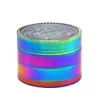 Rainbow Zinc Alliage Fumer Herb Grinder avec jeu de labyrinthe 63 mm 4 pièces Metal Tobacco Grinder Smoke Grinders for Hand Toon Pipe Acpes4560920