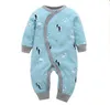 Baby Rompers Boys Cartoon Print Jumpsuits Girl Långärmad Bomull Bodysuit Nyfödd Termisk Playsuit Kids Designer Clim Kläder Pyjamas C6676