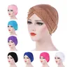 Nieuwe vrouwen elastische tulband hoed moslim hijab islamitische jersey kralen chemo cap dames hijab stretch hoofd wrap hoofd sjaal GB944