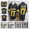 NCAA Wyoming Cowboys # 17 Josh Allen Marrón Blanco Jersey Café Fútbol universitario barato Stitcehd Sin nombre Hombres Jóvenes Niños Mujeres Adultos S-3XL