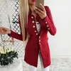 Höst vinter blazer kvinnor mode singel breasted blå röd blazers casual slim blazer coat kvinnlig formell kostym l3