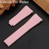 Pulseira de relógio de borracha de 20mm, pulseira de relógio em ouro rosa vakcak azul sub gmt, à prova d'água, acessórios de implantação, clasp308i