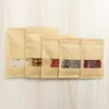 Kraft Paper Bag with Window Stand Up Pouches Bags for Gift Dried Food Fruit Tea Packaging Pouches Food Storage Bags for Packaging Products