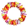 Colar de guirlanda de flores havaianas Hula Leis Festive Party Guirlanda Colar de flores de seda artificial Coroas de casamento Guirlanda de festa na praia