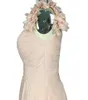 시 폰 라인 블러쉬 핑크 두 어깨 신부 들러리 드레스 긴 고품질 Vestido Madrinha 손으로 꽃으로 만든