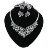 Dubai mode zilveren sieraden sets voor vrouwen choker ketting ring charme oorbellen Afrikaanse bruiloft bruids sieraden set2733