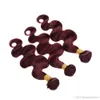 Elibess-obearbetad Grad 7a Brasiliansk Virgin Hair Red Wine Burgundy 99J Färg Body Wave Mänskliga hår Vävar 4st Per Lot Gratis frakt
