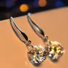 Mode 925 argent plaqué bijoux femmes cristal strass oreille boucles d'oreilles Zircon boucle d'oreille lustre oreille anneau bijoux accessoires WCW105