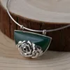 Mode-Rose Blume Anhänger 925 Silber Natürlicher Grüner Chalcedon Reine Original S925 Thai Silber Anhänger Frauen für Schmuck Machen