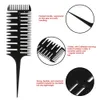 Professionnel tissage trame peigne Salon de coiffure peigne 3-Dyeing Way Sectionnement Mettre en évidence Combs Brush Styling outil