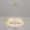 Postmodern Nordic pendant light luxury atmosphere round ring designer led new restaurant living room crystal lamp strip led lamp