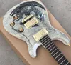 Paul Smith Private Stock Dragon 2000 White Grey Flame Maple Top Electric Guitar Dragon Abalone Pearl Inkrustat Top Wood Body Bind8091586