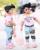 2018 nieuwe kinderen baby meisjes coton t-shirt tops + mesh jeans broek 2 stks outfits set kleding heet