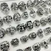 Newest punk Style 20pcs/lot silver skull band rings mix Skeleton big Sizes Men's women metal Jewelry gifts