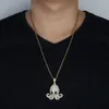 Hip Hop Animal poulpe collier pendentif or argent plaqué glacé Zircon hommes Bling bijoux cadeau