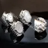 10st Freeform Solar Quartz Drusy Crystal Flower Naturfärgad Stalaktit Druzy Slice Silverpläterad Bezel Justerbar Ring Stone Smycken