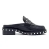 2020 Classics Black Rivet Punk Sandals Men Slip On Slippers Genuine Leather Loafers British Summer Dress Italian Shoes Mocassin