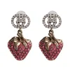Mode – Tulpen-Ohrring in lebendiger Erdbeerform, 2 Farben, wählen Sie Ohrring-Geschenk, kreativer Strass-Ohrstecker, hochwertige Mode