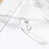 New Fashion Adjustable Silver Rose Gold Color Heart Shaped Wedding Ring for Woman