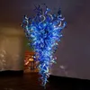 Large Hand Blown Glass Chandelier Lamps Lighting Blue LED 110v-240v Traditional Pendant Light for Living Dining Room Home Decoration