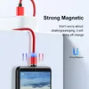 3 I 1 magnetiska telefonkablar laddare linje 2a nylon snabb laddningsladd typ c mikro USB -kabeltråd för iPhone 15 Samsung izeso