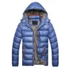 Winter Men Solid Color Down Kurtka Slim Fit Hooded Długi Rękaw Płaszcz Outwear