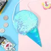 Semestergåva 6 stilar Ice Cream Mermaid Sequin Coin Purse With Lanyard Outdoor Portable Cartoon Glitter Party Storage Plånbok Väska DH0503 T03