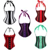 Gestreepte Halter Satijn Corset Vest Vrouwen Contrast Stripes Underbust Slimming BodyShaper Fashion Corset Top Plus Size S-6XL Taille Train Corset