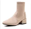 حار بيع-جديد الكورية الأزياء مربع مربع كعب سميك أحذية قصيرة تظهر رقيقة الكعب الأوسط مارتن الأحذية